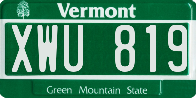 VT license plate XWU819