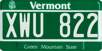 VT license plate XWU822