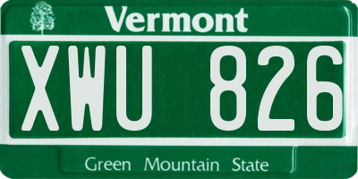 VT license plate XWU826
