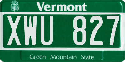 VT license plate XWU827