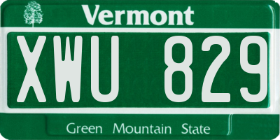 VT license plate XWU829