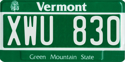 VT license plate XWU830