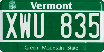 VT license plate XWU835