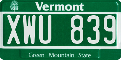 VT license plate XWU839