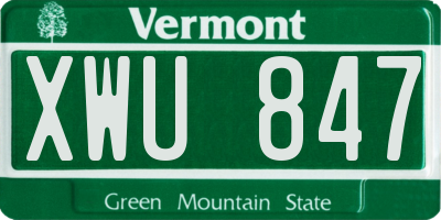 VT license plate XWU847