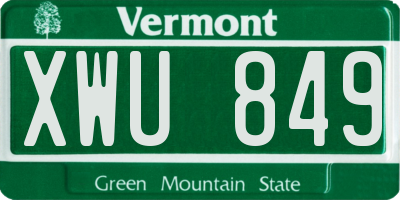 VT license plate XWU849