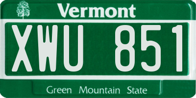 VT license plate XWU851