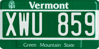 VT license plate XWU859