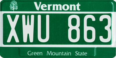 VT license plate XWU863