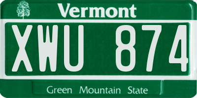 VT license plate XWU874