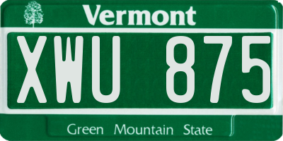 VT license plate XWU875