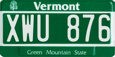 VT license plate XWU876