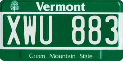 VT license plate XWU883