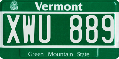 VT license plate XWU889
