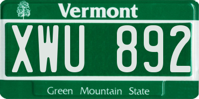 VT license plate XWU892