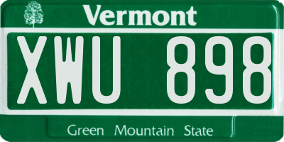 VT license plate XWU898