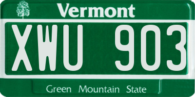 VT license plate XWU903