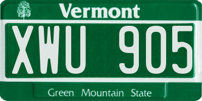 VT license plate XWU905