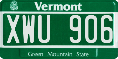 VT license plate XWU906