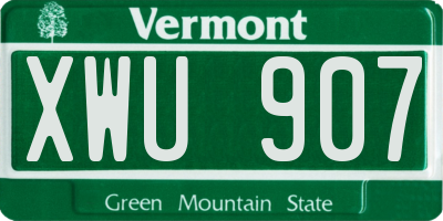 VT license plate XWU907