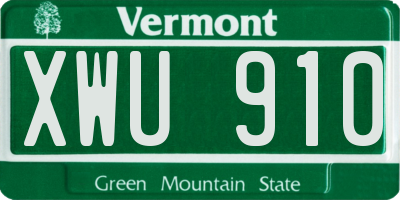VT license plate XWU910