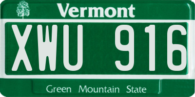 VT license plate XWU916