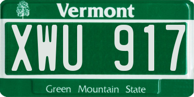 VT license plate XWU917