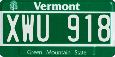 VT license plate XWU918