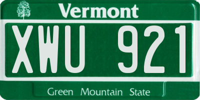 VT license plate XWU921