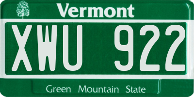 VT license plate XWU922