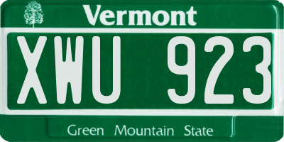 VT license plate XWU923