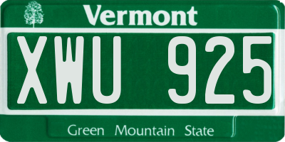 VT license plate XWU925