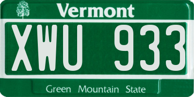 VT license plate XWU933