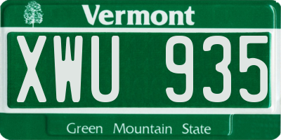 VT license plate XWU935