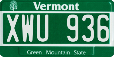 VT license plate XWU936