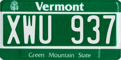 VT license plate XWU937