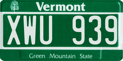 VT license plate XWU939