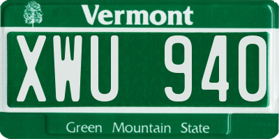 VT license plate XWU940