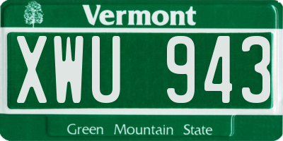 VT license plate XWU943