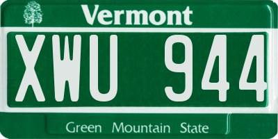 VT license plate XWU944