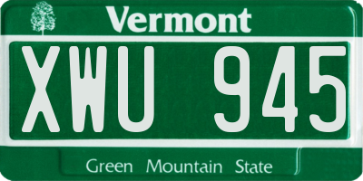VT license plate XWU945