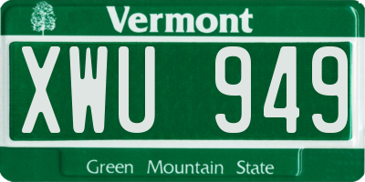 VT license plate XWU949