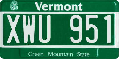 VT license plate XWU951