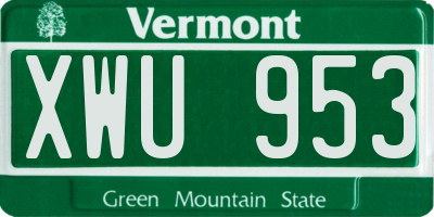 VT license plate XWU953