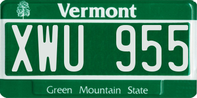 VT license plate XWU955