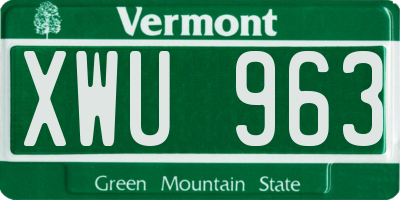 VT license plate XWU963