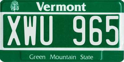 VT license plate XWU965