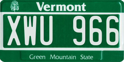 VT license plate XWU966