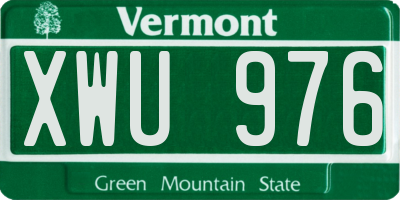 VT license plate XWU976