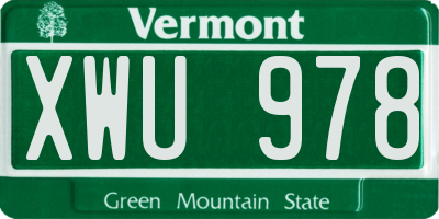 VT license plate XWU978